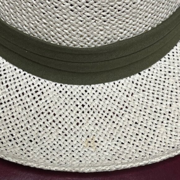 Natural Fiber Straw Fedora Casual Sun Hat w/Pleated Green Band - Picture 15 of 15